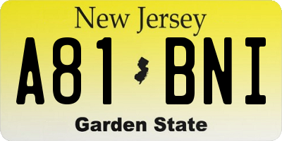 NJ license plate A81BNI