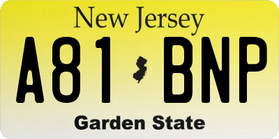 NJ license plate A81BNP