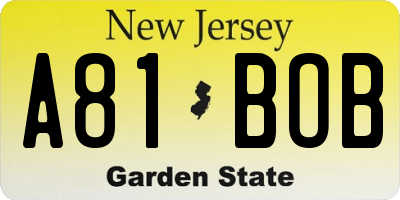 NJ license plate A81BOB