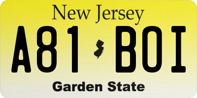 NJ license plate A81BOI