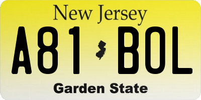 NJ license plate A81BOL
