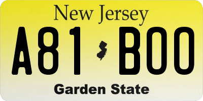 NJ license plate A81BOO
