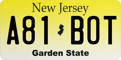 NJ license plate A81BOT