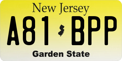 NJ license plate A81BPP