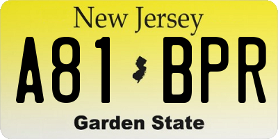 NJ license plate A81BPR