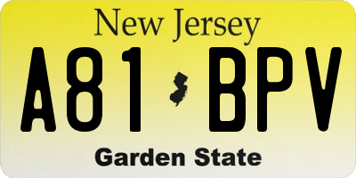 NJ license plate A81BPV