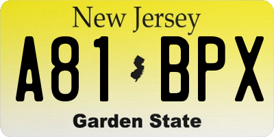 NJ license plate A81BPX