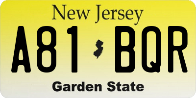 NJ license plate A81BQR
