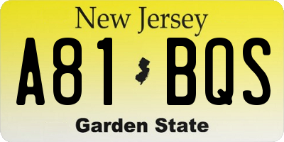 NJ license plate A81BQS