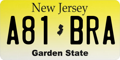 NJ license plate A81BRA