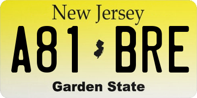 NJ license plate A81BRE