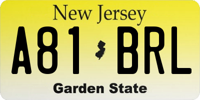 NJ license plate A81BRL