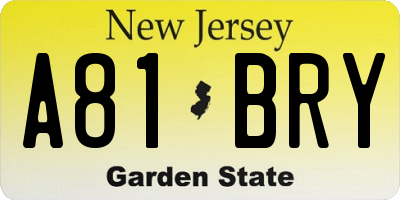 NJ license plate A81BRY