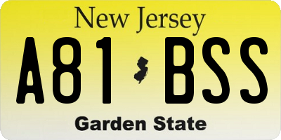 NJ license plate A81BSS