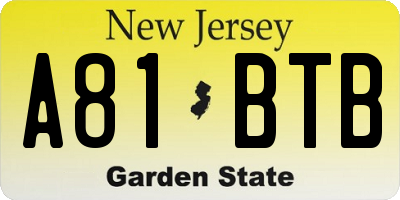 NJ license plate A81BTB