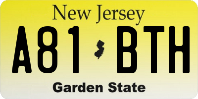 NJ license plate A81BTH