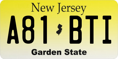 NJ license plate A81BTI