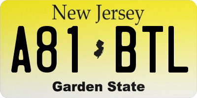 NJ license plate A81BTL