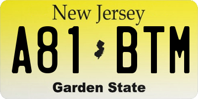NJ license plate A81BTM