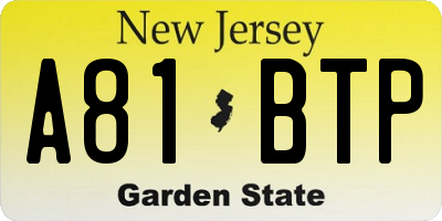 NJ license plate A81BTP