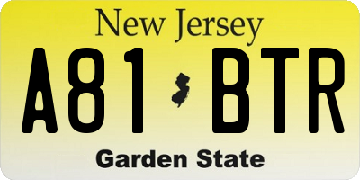 NJ license plate A81BTR