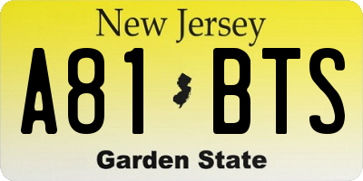 NJ license plate A81BTS