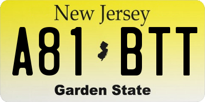 NJ license plate A81BTT