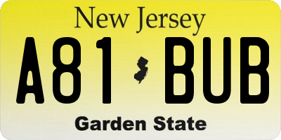 NJ license plate A81BUB