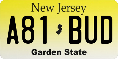 NJ license plate A81BUD