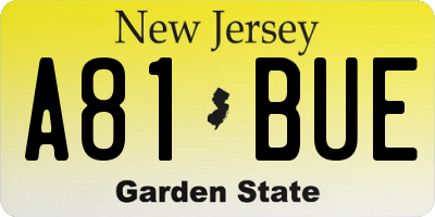 NJ license plate A81BUE