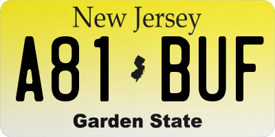 NJ license plate A81BUF