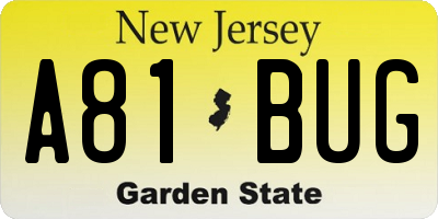 NJ license plate A81BUG