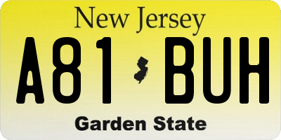 NJ license plate A81BUH