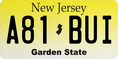 NJ license plate A81BUI