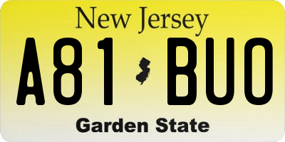 NJ license plate A81BUO