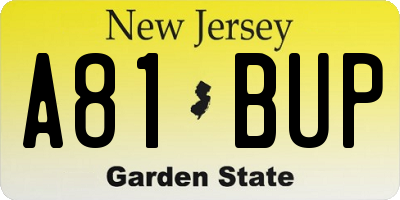 NJ license plate A81BUP