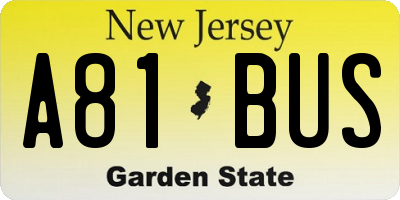 NJ license plate A81BUS