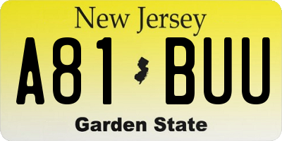 NJ license plate A81BUU