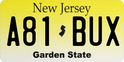 NJ license plate A81BUX