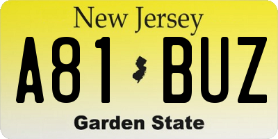 NJ license plate A81BUZ