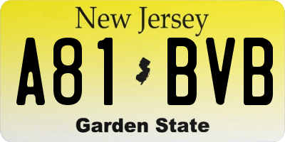NJ license plate A81BVB