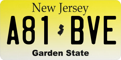 NJ license plate A81BVE