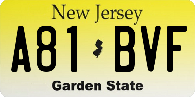 NJ license plate A81BVF