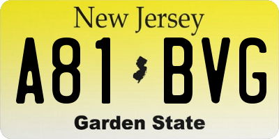NJ license plate A81BVG