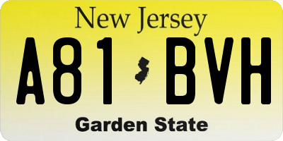 NJ license plate A81BVH