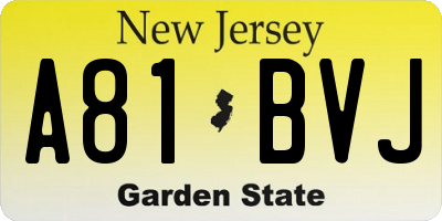 NJ license plate A81BVJ