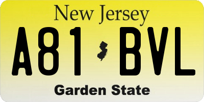 NJ license plate A81BVL