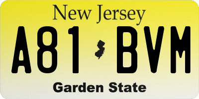 NJ license plate A81BVM