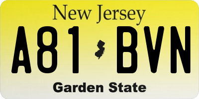 NJ license plate A81BVN