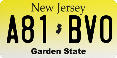 NJ license plate A81BVO